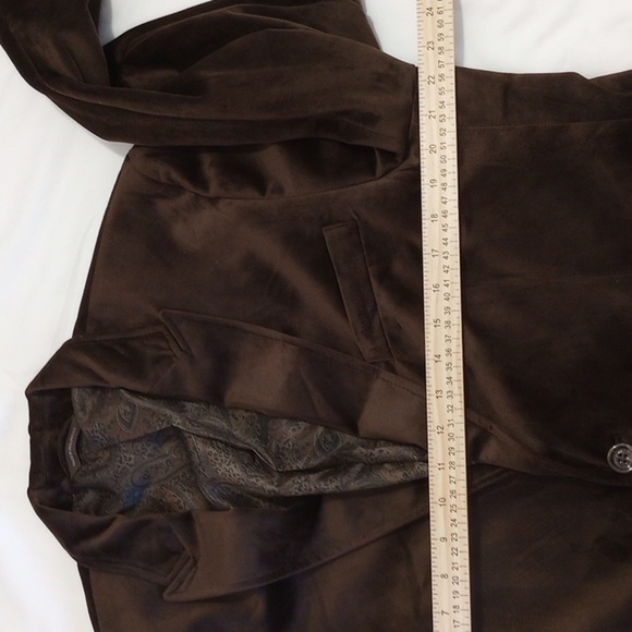 Tasso Elba Mens Sports Jacket Sz L Brown Faux Suede 2 Button Suit Coat Fall Soft - Picture 8 of 12